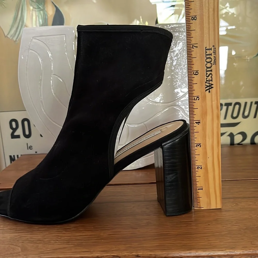 Diane von Furstenberg Black Suede Panina Open Toe Booties